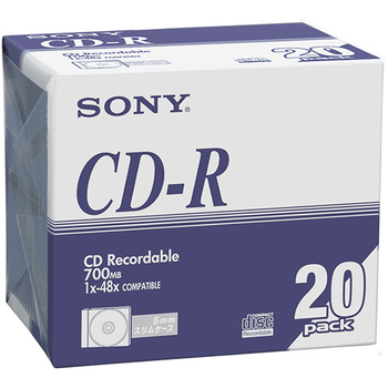 ソニー データ用CD-R 700MB 48倍速 ブランドシルバー 5mmスリムケース 20CDQ80DNA 1パック(20枚)