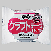 TANOSEE クラフトテープ 重ね貼可能 50mm×50m 白 1セット(150巻)