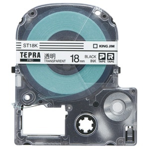 キングジム テプラ PRO テープカートリッジ 18mm 透明/黒文字 ST18K-5P 1パック(5個)