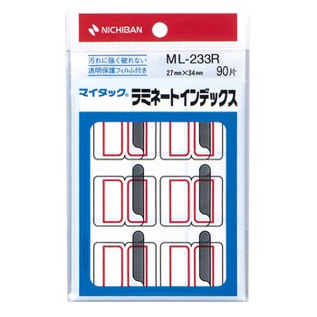 ニチバン マイタック ラミネートインデックス 保護フィルム付 大 27×34mm 赤枠 ML-233R 1セット(900片:90片×10パック)