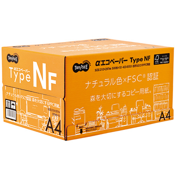 TANOSEE αエコペーパー タイプNF ナチュラル色×FSC(R)認証 森を大切にするPPC用紙 A4 1箱(5000枚:500枚×10冊)