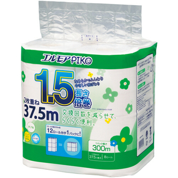 カミ商事 エルモア ピコ 1.5倍巻トイレットロール 花の香り ダブル 37.5m 1パック(8ロール)