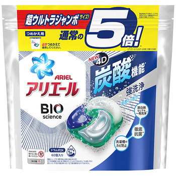 P&G アリエール ジェルボール4D バイオサイエンス つめかえ 超ウルトラジャンボサイズ 1パック(60個)