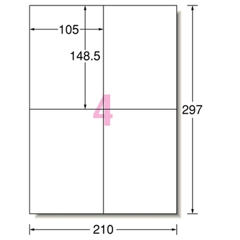 エーワン スーパーエコノミーシリーズ プリンタ用ラベル A4 4面 105×148.5mm L4AM500 1箱(500シート)