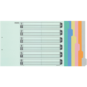 コクヨ カラー仕切カード(ファイル用・6山見出し) A3ヨコ 2穴 6色+扉紙 シキ-113 1パック(10組)