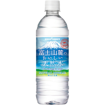 ポッカサッポロ 富士山麓のおいしい天然水 525ml ペットボトル 1セット(72本:24本×3ケース)