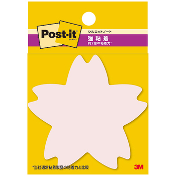 3M ポスト・イット 強粘着シルエットノート 66×69mm サクラ SSS-CHU 1パック(3冊)