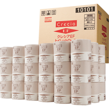 日本製紙クレシア クレシア EFトイレットロール シングル 芯あり 個包装 90m 1セット(240ロール:80ロール×3ケース)