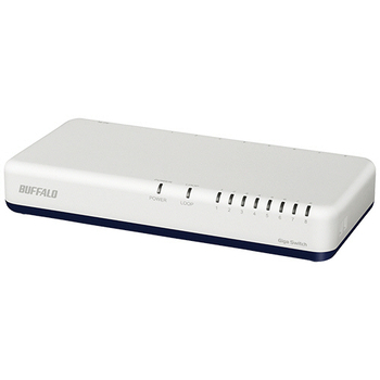 バッファロー Giga対応 スイッチングハブ プラスチック筐体 電源内蔵 8ポート ホワイト LSW6-GT-8NP/WH 1台