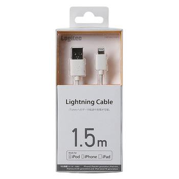 ロジテック Lightningコネクタ対応 充電・データ転送ケーブル Lightningオス-USB(A)オス ホワイト 1.5m LHC-UAL15WH 1本