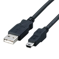 エレコム フェライトコア内蔵USB2.0対応ケーブル (A)オス-mini(B)オス ブラック 1.8m USB-FSM518 1本