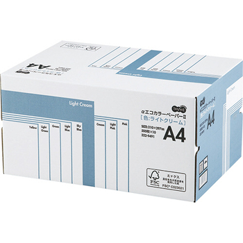 TANOSEE αエコカラーペーパーII A4 ライトクリーム 業務用パック 1箱(5000枚:500枚×10冊)