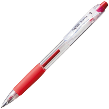 TANOSEE ノック式油性ボールペン(なめらかインク) 0.7mm 赤 (軸色:クリア) 1本