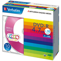バーベイタム データ用DVD-R 4.7GB 1-16倍速 5色カラーMIX 5mmスリムケース DHR47JM10V1 1パック(10枚:各色2枚)