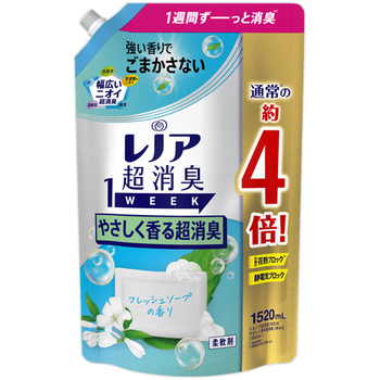 P&G レノア 超消臭1week やさしく香る超消臭フレッシュソープの香り つめかえ用 超特大 1520ml 1個