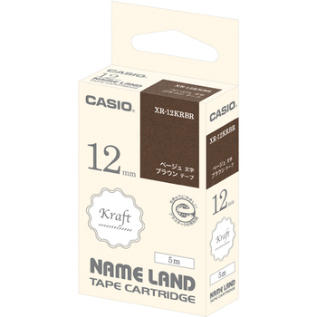 カシオ NAME LAND クラフトテープ 12mm ブラウン/ベージュ文字 XR-12KRBR 1個