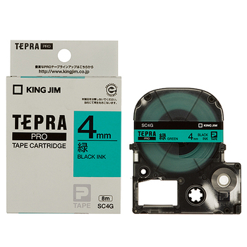 キングジム テプラ PRO テープカートリッジ パステル 4mm 緑/黒文字 SC4G 1個
