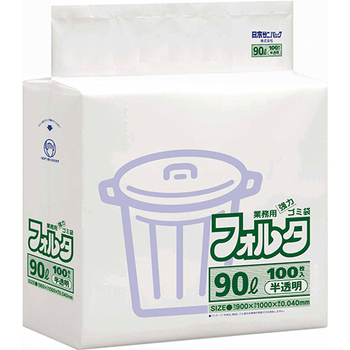 日本サニパック 環優包装フォルタ 白半透明 90L 0.040mm F-9H 1パック(100枚)