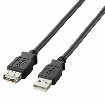 エレコム USB2.0延長ケーブル (A)オス-(A)メス ブラック 0.5m RoHS指令準拠(10物質) U2C-E05BK 1本