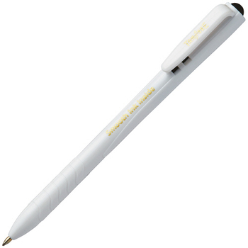 TANOSEE ノック式なめらかインク油性ボールペン グリップなし 0.7mm 黒 (軸色:白) 1パック(10本)