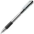 TANOSEE ノック式油性ボールペン グリップ付 0.7mm 黒 (軸色:クリア) 1パック(10本)