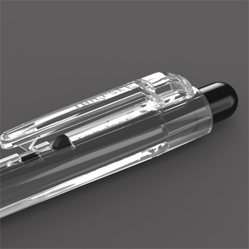 TANOSEE ノック式油性ボールペン グリップ付 0.7mm 黒 (軸色:クリア) 1パック(10本)