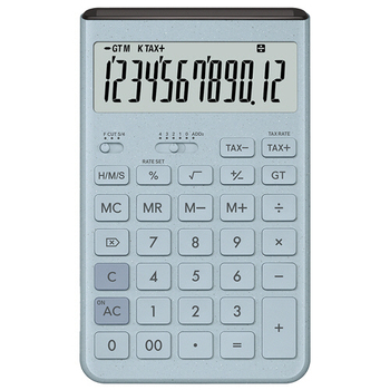カシオ Comfy デザイン電卓 12桁 ジャストタイプ グレイッシュブルー JT-200T-BU-N 1台