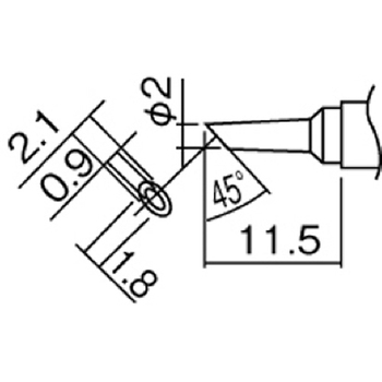 白光 こて先 2BC型 溝付 はんだめっき 1mm T12-BCM2 1本