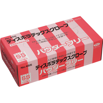 エブノ ディスポラテックスグローブ No.455 パウダーフリー SS 1セット(2000枚:100枚×20箱)